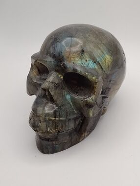 Labradorite Skull Sculpture - Handcarved In Mexico